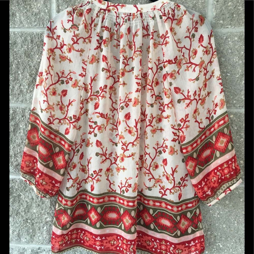 ⭕️Sheer Colorful Peasant Style Blouse, OLD NAVY - Picture 2 of 6